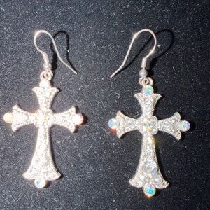 Elegant Silver Cross Earrings